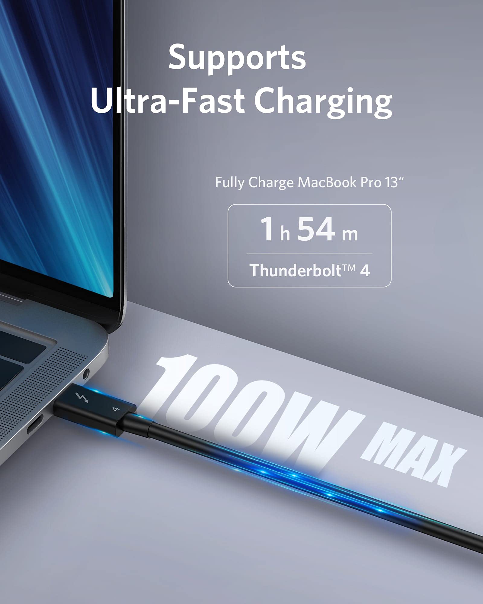 Refurbished Anker USB-C to USB-C Thunderbolt 4 100W Cable (2.3 ft)