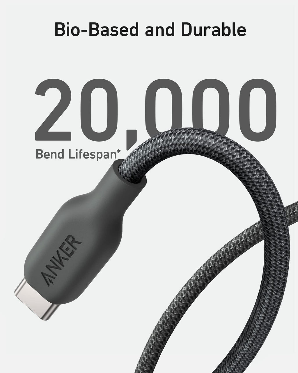Anker cable with 20,000 bend lifespan for durable charging