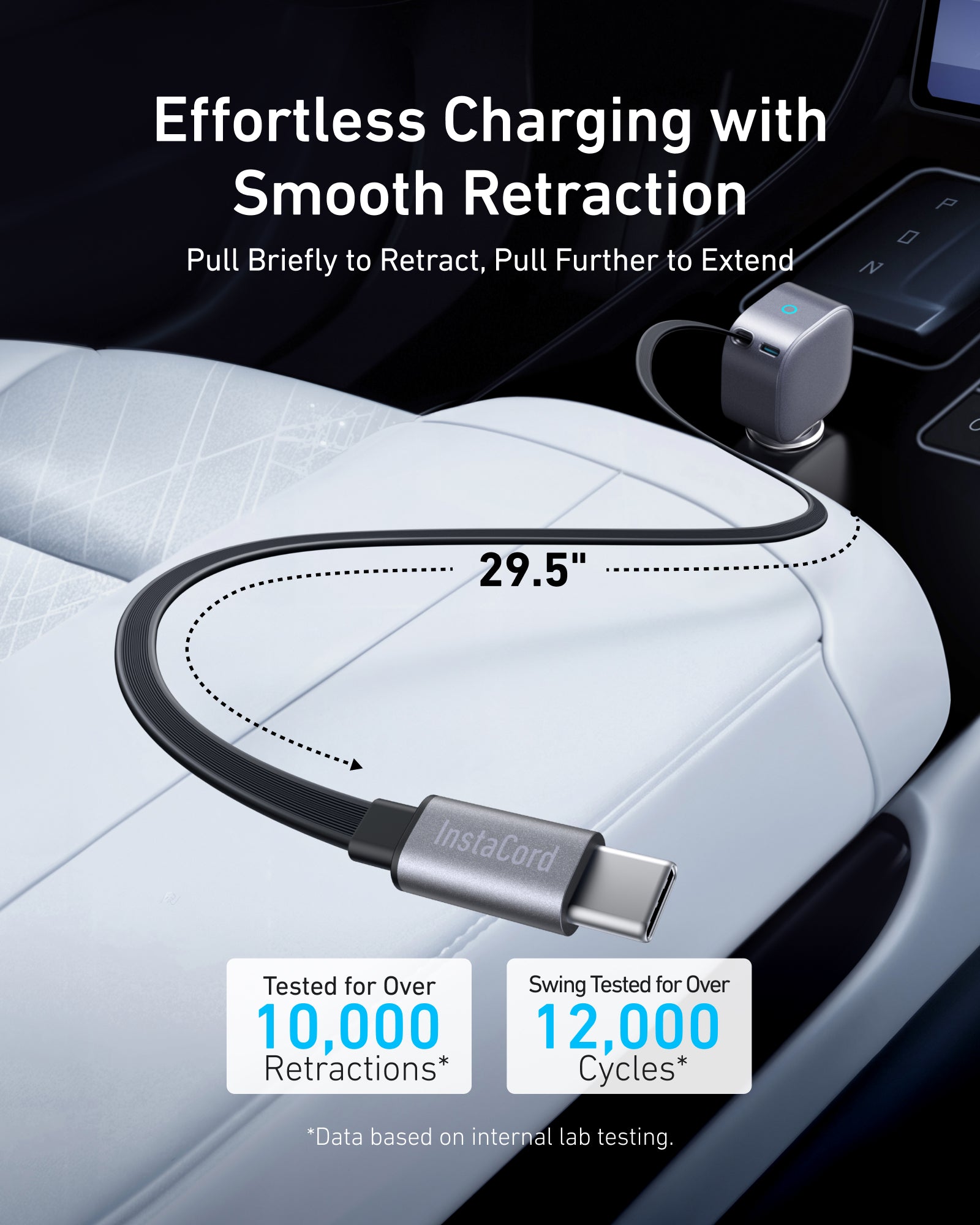Anker retractable charging cable with 29.5 inch length and USB-C