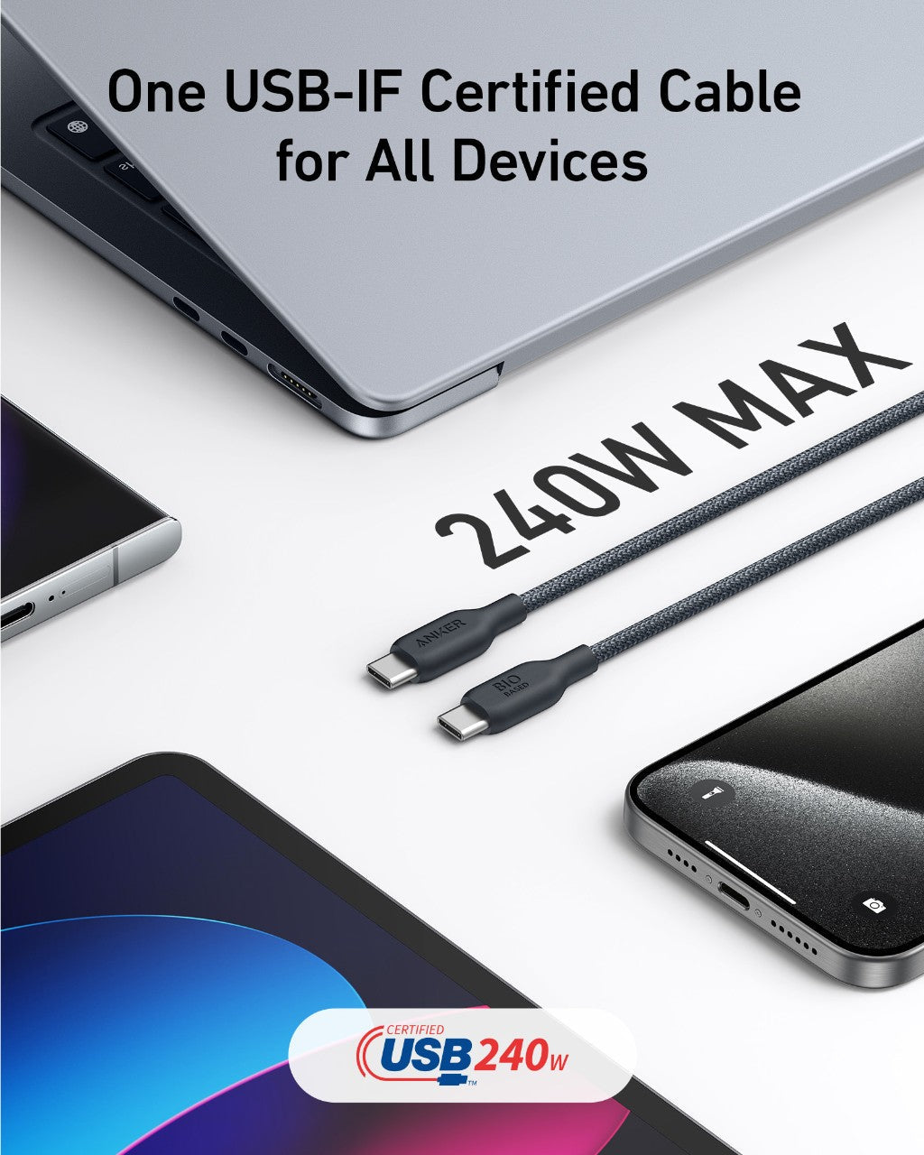 Anker USB-C cable with 240W for fast charging