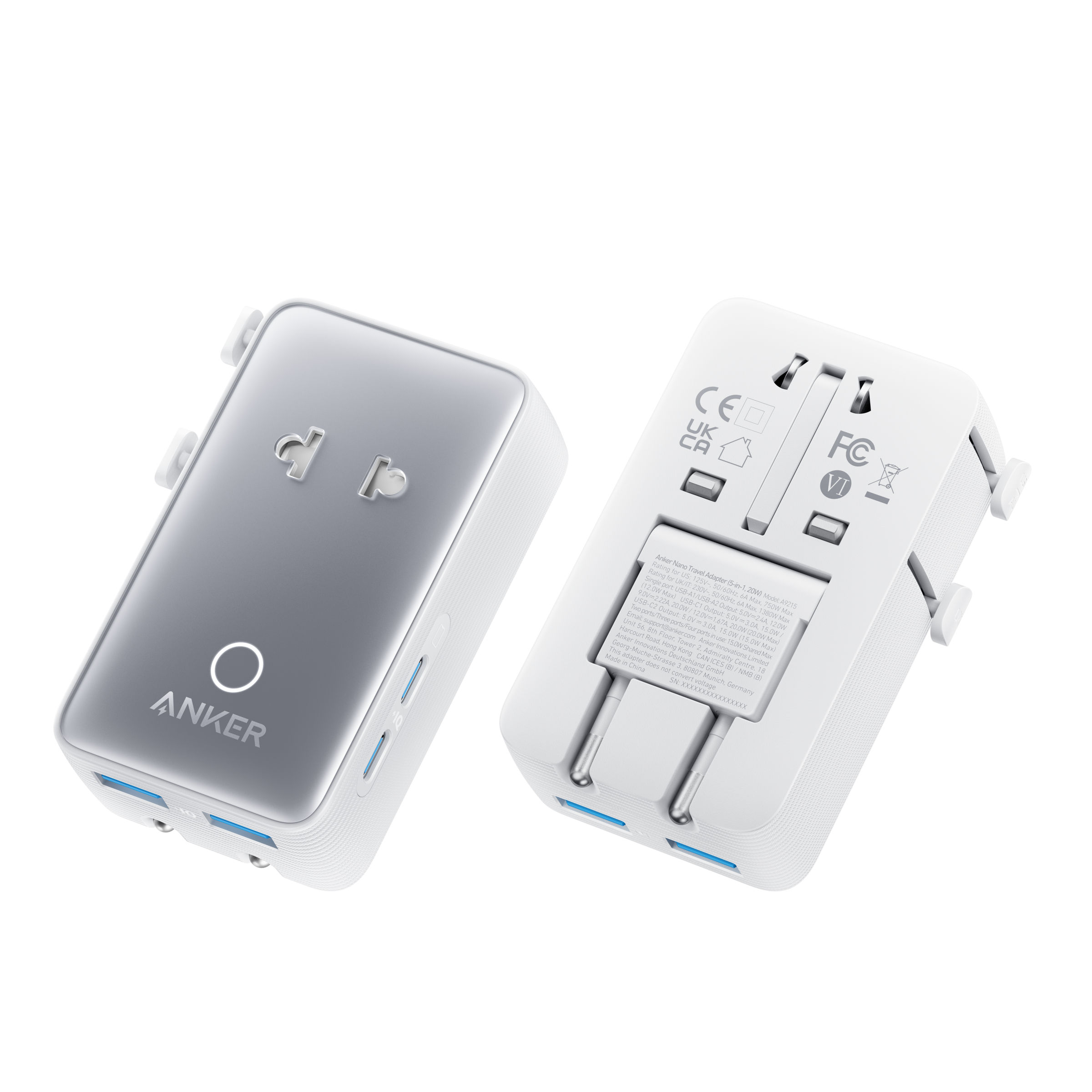 Anker MagGo Wireless Charging Station (Foldable 3-in-1) and Anker Nano Travel Adapter (5-in-1, 20W, 1-Pack)