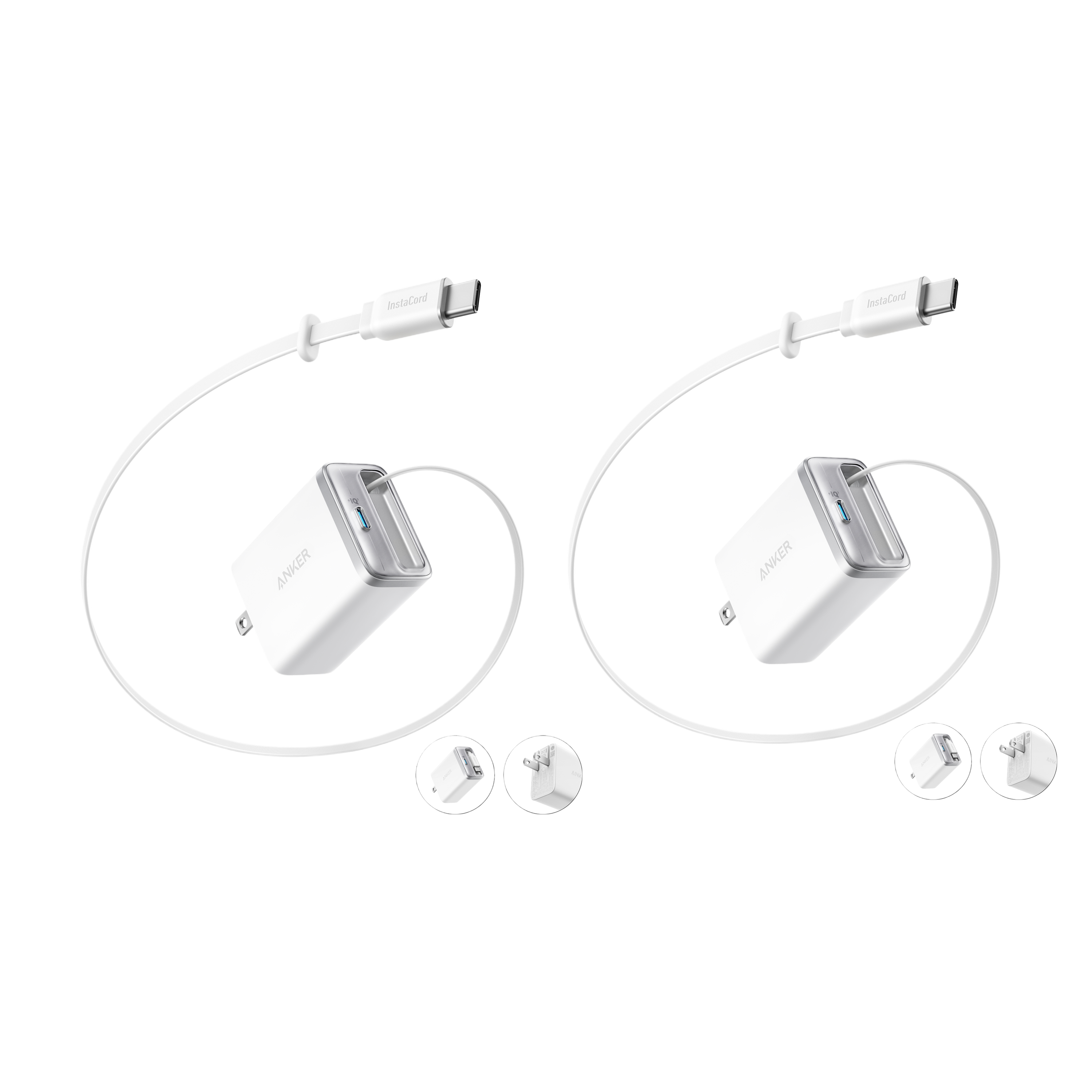 Nano Charger (35W, Built-In Retractable USB-C Cable) —2- Pack